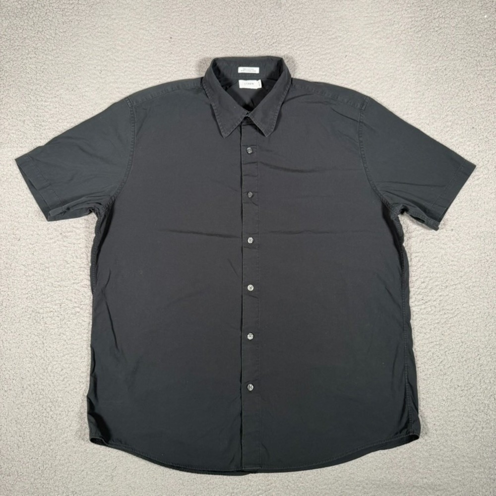 J Crew Shirt Mens Large Black 100% Cotton Button Up Casual Preppy Workwear
